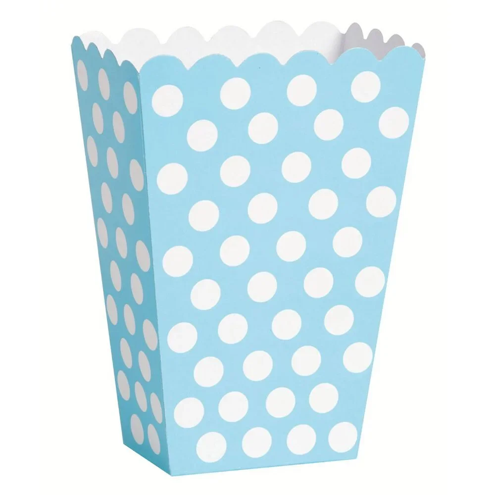 Light Blue Polka Dot Treat Favor Boxes, 5in x 4in, 8ct